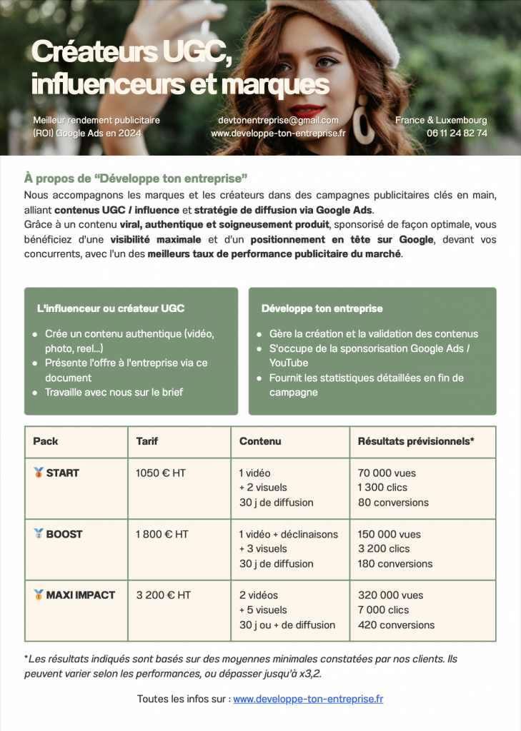 Docs influenceurs UGC et marques - Campagnes pub